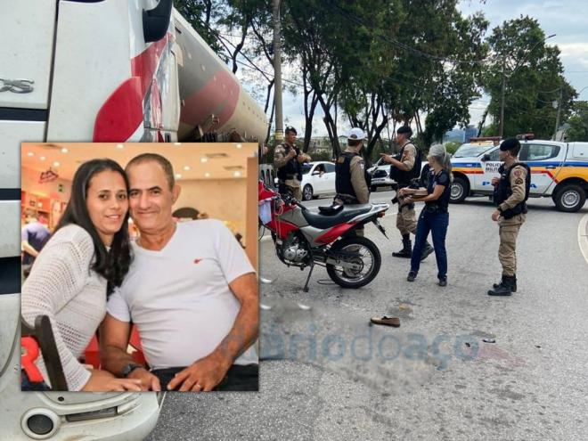 Vânia Vieira foi hospitalizada com ferimentos graves e o sargento da reserva, Milton Vieira, morreu na hora 