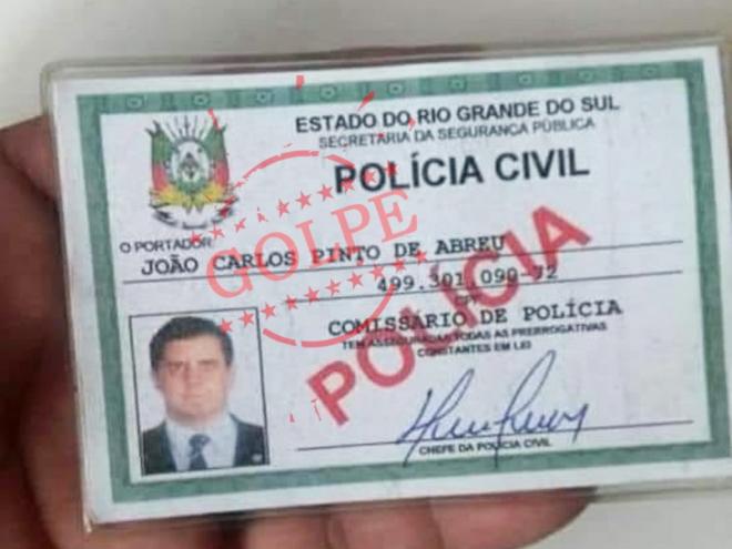 Em vários golpes os criminosos usaram esse documento falso, em nome de João Carlos Pinto de Abreu