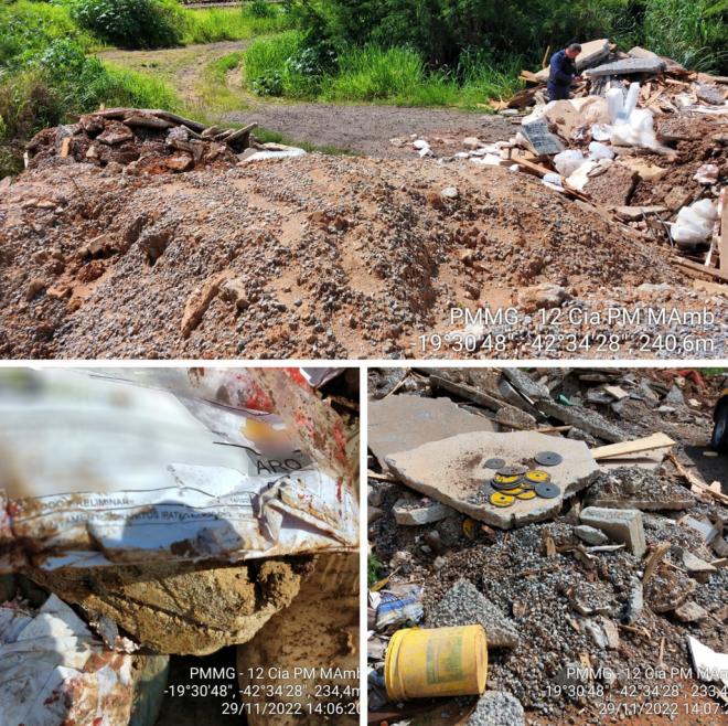 Policiais fotografaram o entulho descartado no bairro Horto 
