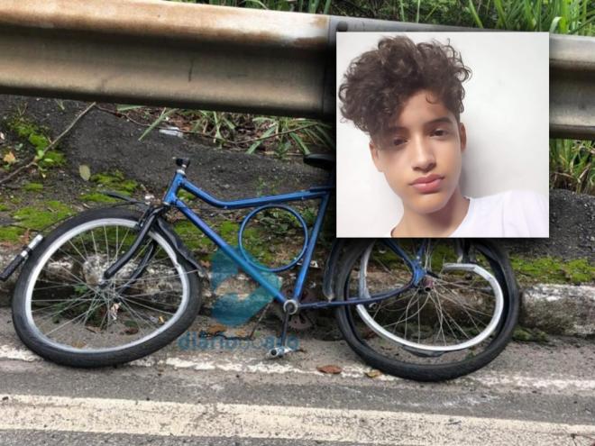 A bicicleta de Vinícius Carlos Vieira foi encontrada no local e apresentava diversos danos 