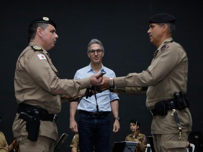  A solenidade de troca de comando da PM contou com a participação do governador Zema