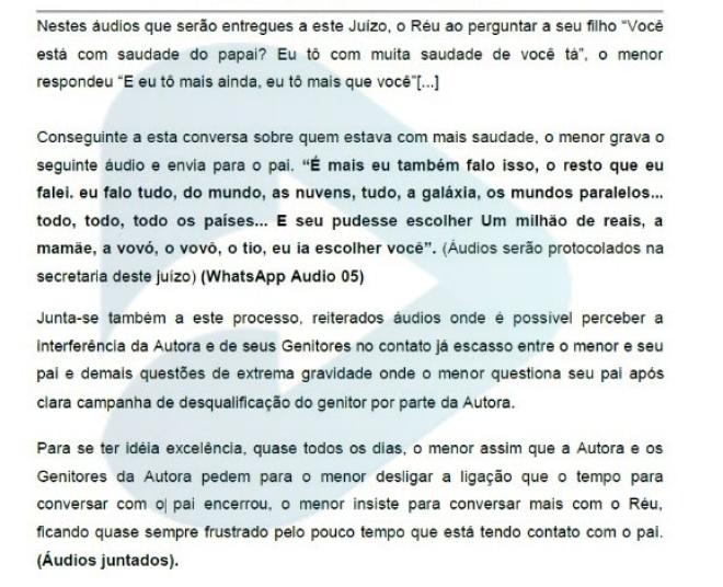 No processo há provas, segundo as quais, filho de advogado era submetido a alienação parental 