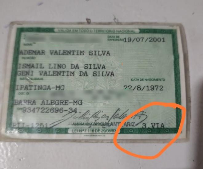 Enquanto mineiro tirava nova via do RG em Minas Gerais, assaltante usava outra via perdida do documento e se identificou com ela para a polícia quando foi preso 