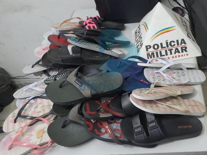 A PM conseguiu recuperar parte do material furtado na loja 