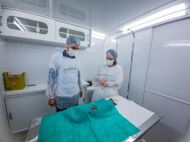 Além da unidade móvel, a castração ocorrerá em uma sala fixa no Centro de Zoonoses do município 