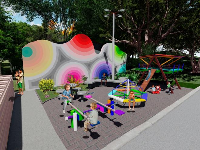 Esse é o projeto da nova praça no Morro do Tomate; todos os empreendimentos serão erguidos de forma colaborativa  