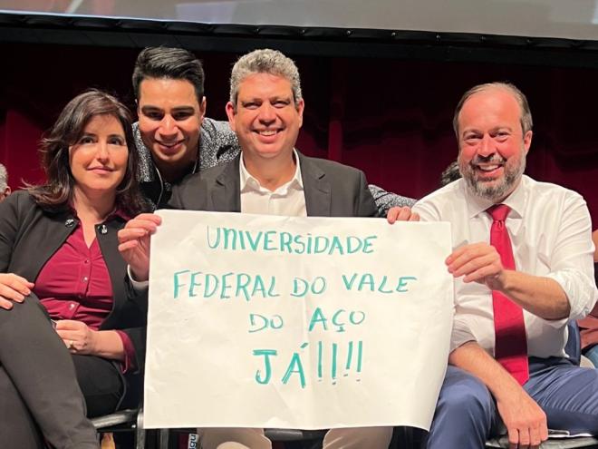 Simone Tebet, Leo Patrickm, Márcio Macedo e Alexandre Silveira