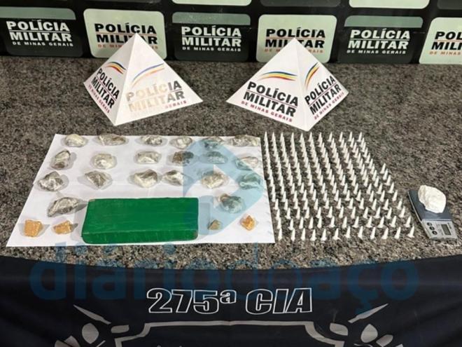 O material apreendido durante a abordagem no bairro São Domingos, em Coronel Fabriciano