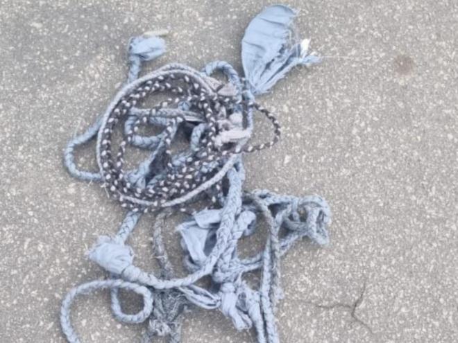 Corda artesanal apreendida por policiais penais durante uma revista de rotina nas celas do Presídio de Coronel Fabriciano