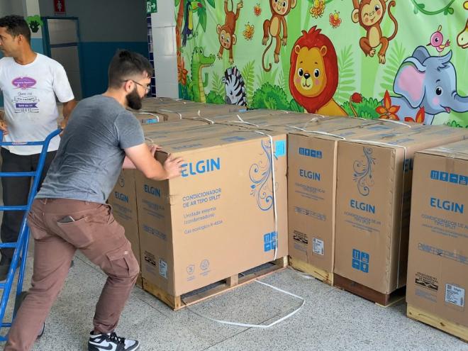 Os aparelhos foram adquiridos para as escolas em que a rede elétrica já está preparada 