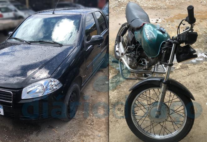 O Fiat Siena era furtado em Belo Horizont e usava placas clonadas e a moto tinha registro de furto em Ipatinga no mês de novembro