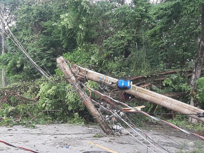 Três postes na avenida 26 de Otubro, a principal do Bela Vista, foram abaixo, com a queda de árvores