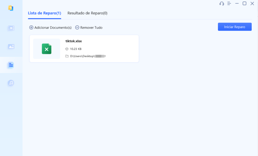 Passo 3: Adicione seus arquivos Excel corrompidos e depois inicie o reparo.