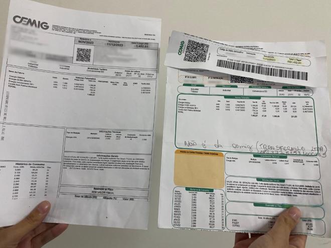 O valor da fatura era de R$ 1.452,61; Cemig informou que um caso similar já ocorreu em 2022