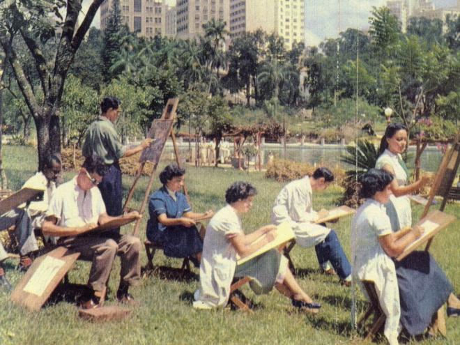 Alunos da escola de belas artes em 1955, em BH