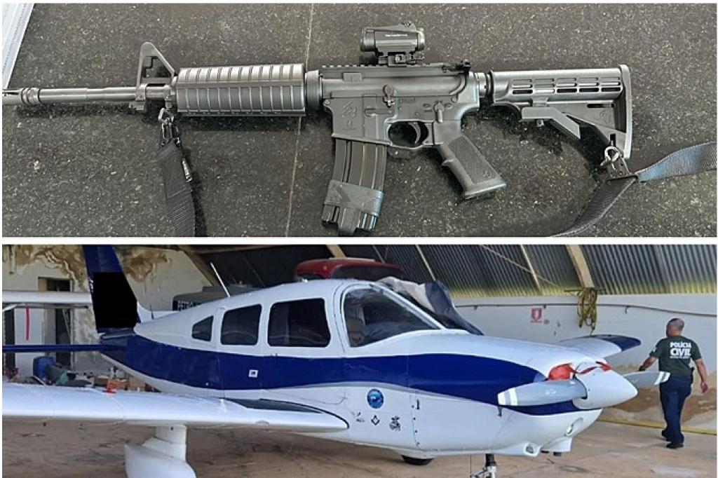 Entre os bens apreendidos estão uma aeronave, carros de luxo e armas fogo, inclusive fuzis