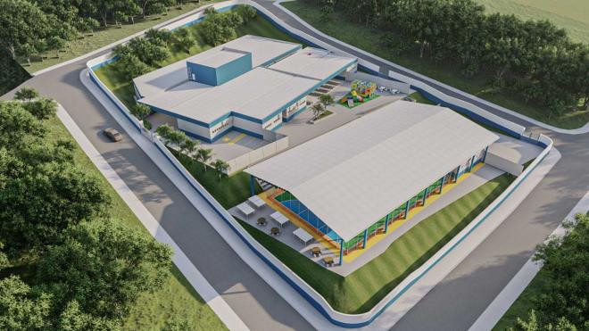 A estrutura da escola ocupará uma área total de 6.394,29 m²