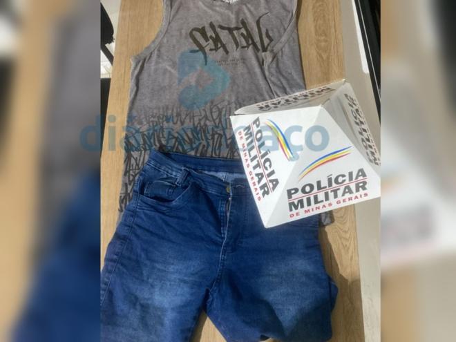 As roupas que o autor confesso do roubo usava no momento do assalto praticado em Belo Oriente