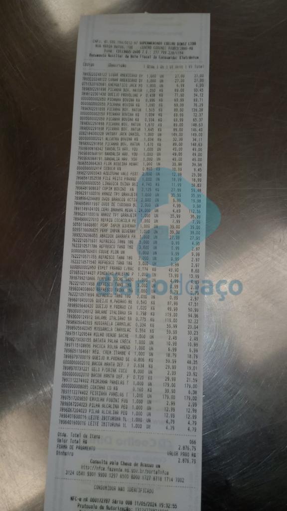 O furto daria um prejuízo de quase R$ 3 mil ao supermercado