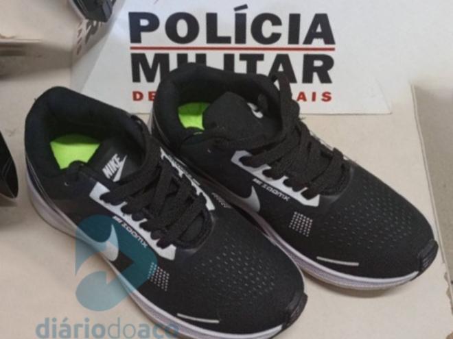 Casal foi apanhado com o par de tênis levado de loja arrombada na 28 de Abril 