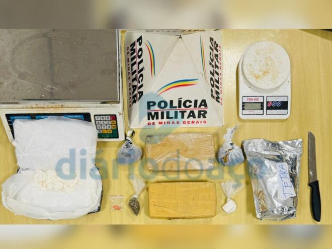 Material apreendido pela Polícia Militar depois da abordagem ao suspeito no Vila Celeste