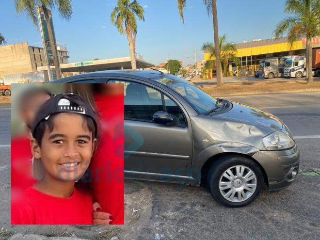 Pedro miguel foi atingido por este carro, quando o menino tentava transpor a rodovia