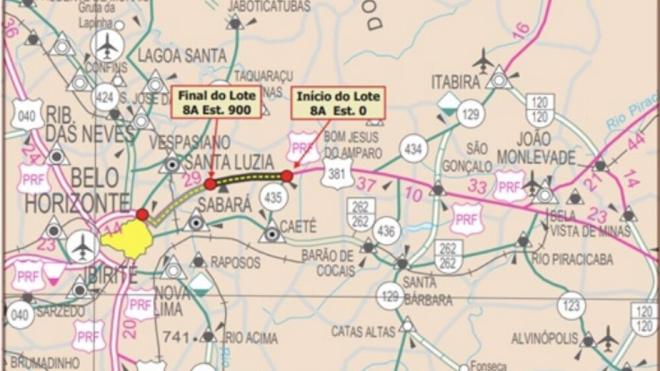 O lote 8 A da BR-381 fica localizado na entrada de Belo Horizonte 