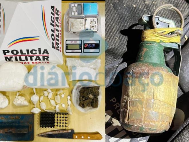 Além da granada explosiva, os PMs encontraram balanças, cocaína e maconha durante o cerco no aglomerado