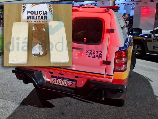 A mulher foi presa em um ônibus que fazia a linha de São Paulo para Ipatinga, transportando duas barras de cocaína e uma barra de substância amarelada, provavelmente crack 