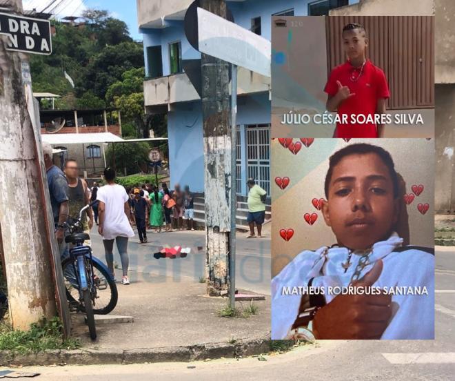 Os dois adolescentes tentaram escapar da morte, correndo, um caiu morto e outro chegou a ser socorrido, mas também morreu 