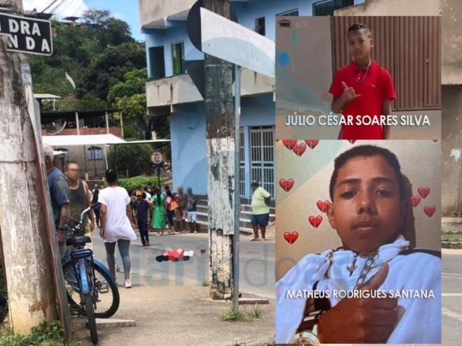 Os dois adolescentes tentaram escapar da morte, correndo, Júlio, 16 anos, caiu morto e Matheus, de 14, chegou a ser socorrido, mas também morreu