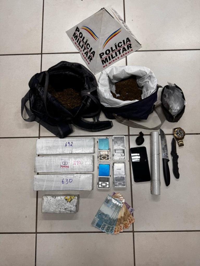 Materiais apreendidos pela PM durante a operação