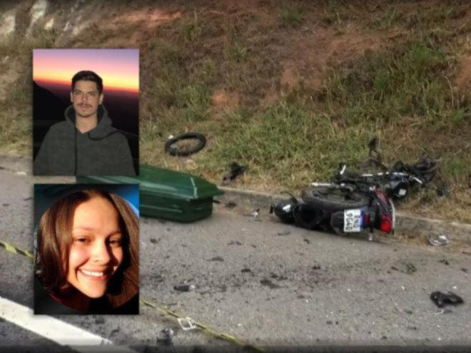 Atingido pelo carro do motorista bêbado, o casal na moto, Iran Garcia, de 22 anos, e Luana Aparecida, de 19 anos, morreu na hora