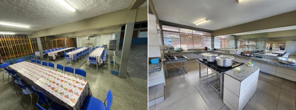 Antes e depois das obras na Escola Estadual Bolivar Tinoco Mineiro 