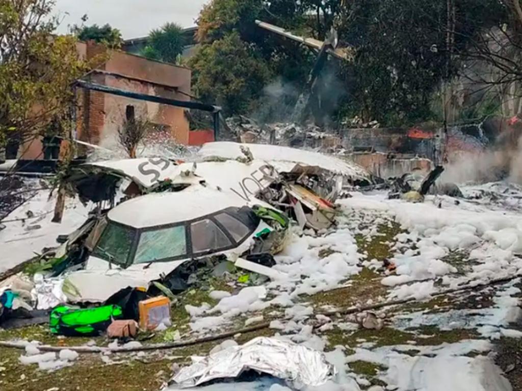Destroços do acidente aéreo que envolveu avião da Voepass que ocorreu em Vinhedo interior de São Paulo. Foto: Secretaria de Segurança de São Paulo/Divulgação