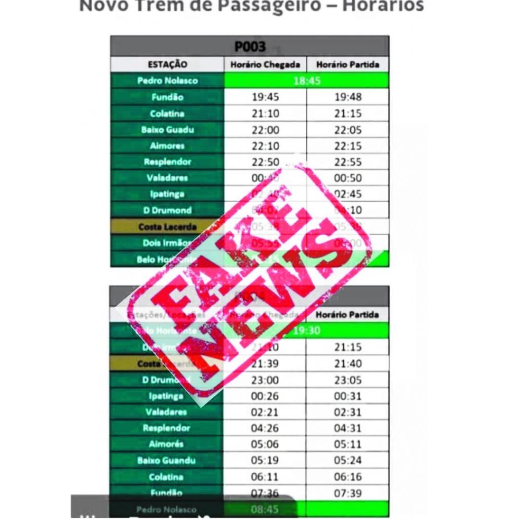 Imagem com horários e pontos de parada contém informações falsas 
