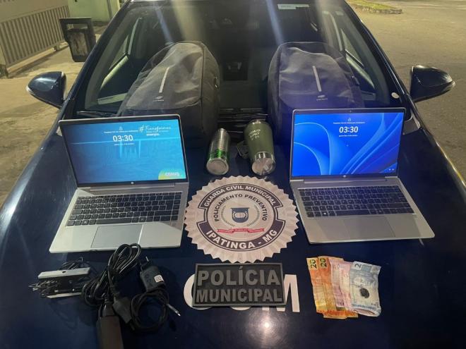 Material furtado na Cemig, no  Centro de Ipatinga e recuperado pelos agentes da Polícia Municipal 