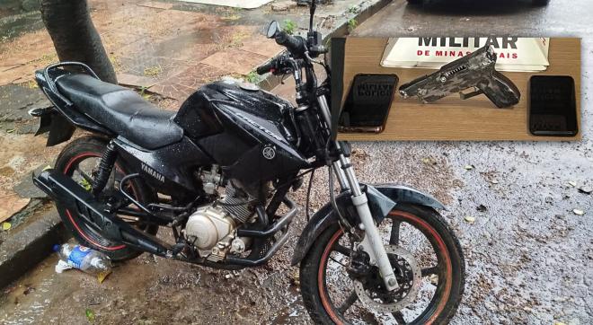 Moto usada em roubo de outro veículo e arma de fogo artesanal foram apreendidas 