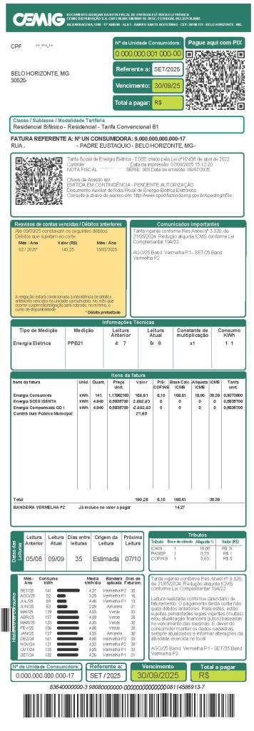 A fatura passou a contar com um QR Code em destaque na área superior, facilitando o pagamento via Pix