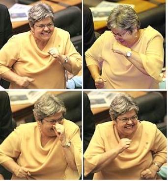 A dança da pizza, no ato da absolvição do correligionário João Magno projeto a deputada ao cenário nacional 