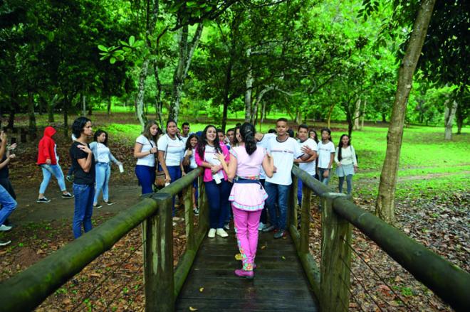 Os estudantes percorreram uma trilha com muitos encantos
