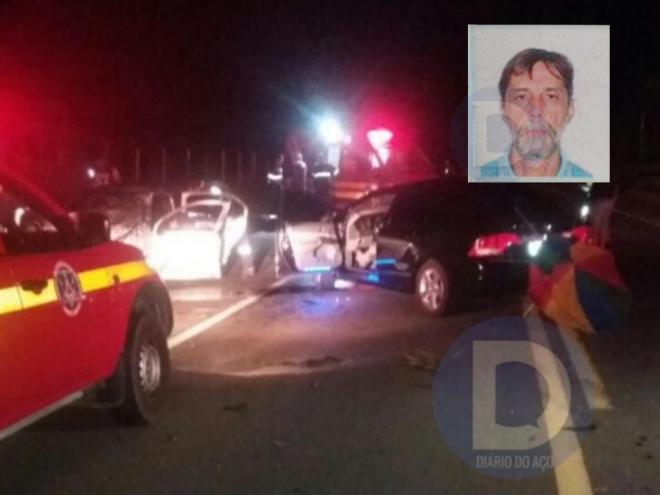 Jandir (detalhe) morreu no local após a colisão dos dois carros