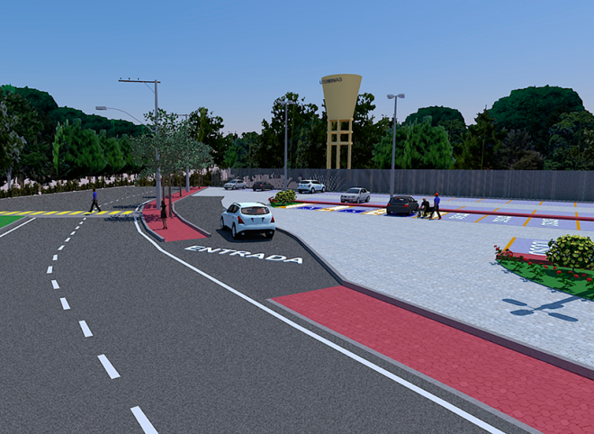 Simulação do projeto do estacionamento externo, no HMC