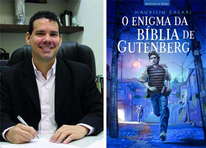 O escritor Maurício Zágari e a capa de seu novo livro