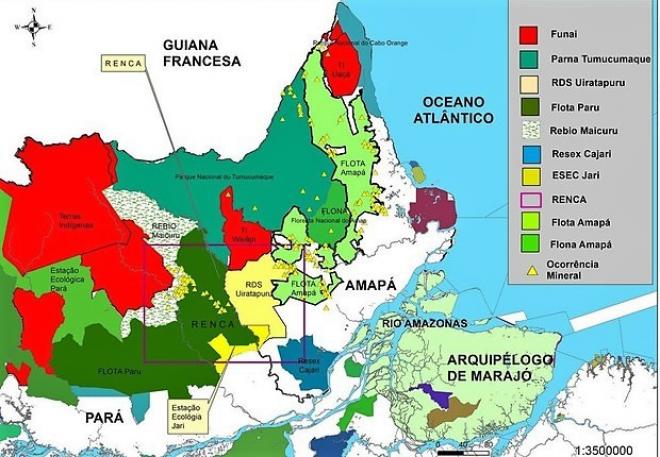 Mapa mostra área da Reserva Nacional do Cobre e Associados (Renca) (Foto: Ministério de Minas e Energia)