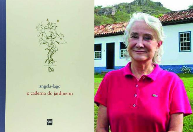 O livro e sua autora, no distrito em que ela mora, no interior de Mina