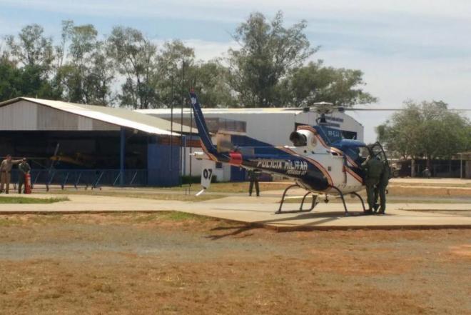 Aeronave da polícia é usada no socorro às vítimas em Janaúba. 