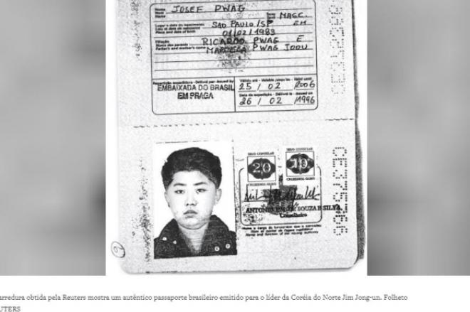 O passaporte de Jong-Un tem o nome de Josef Pwag, com data de nascimento de 1 de fevereiro de 1983