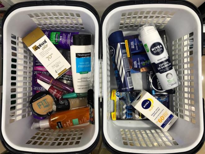 A equipe do Meu Patrocínio fez compras de produtos de higiene e cuidados para homens e mulheres e a diferença foi enorme: R$474,52 para elas e R$118,45 para eles
