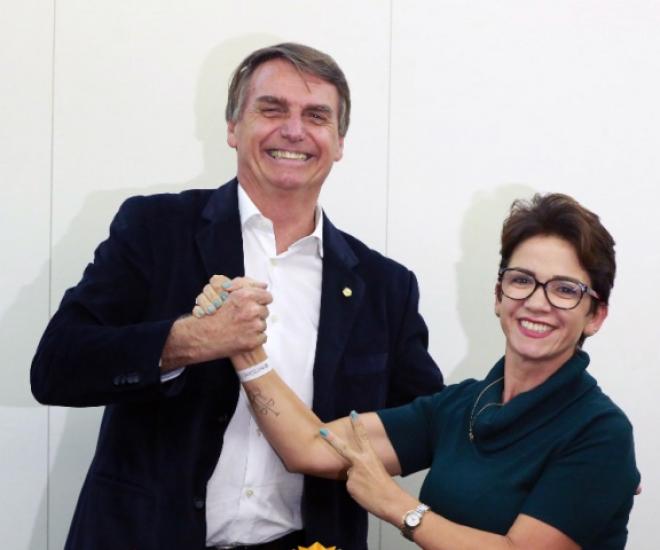 Alê Silva ao lado do pré-candidato à Presidência da República, Jair Bolsonaro